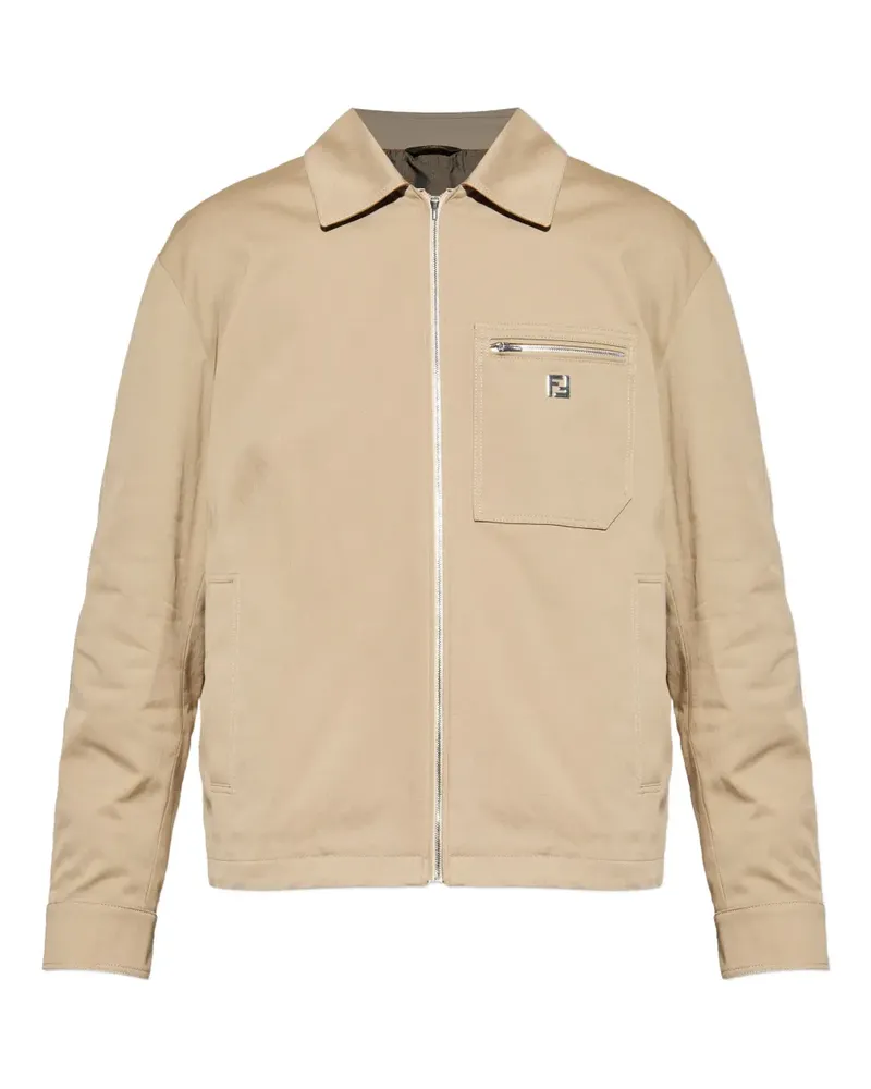 Fendi Jacke mit Brusttasche und Reißverschluss - Nude Nude