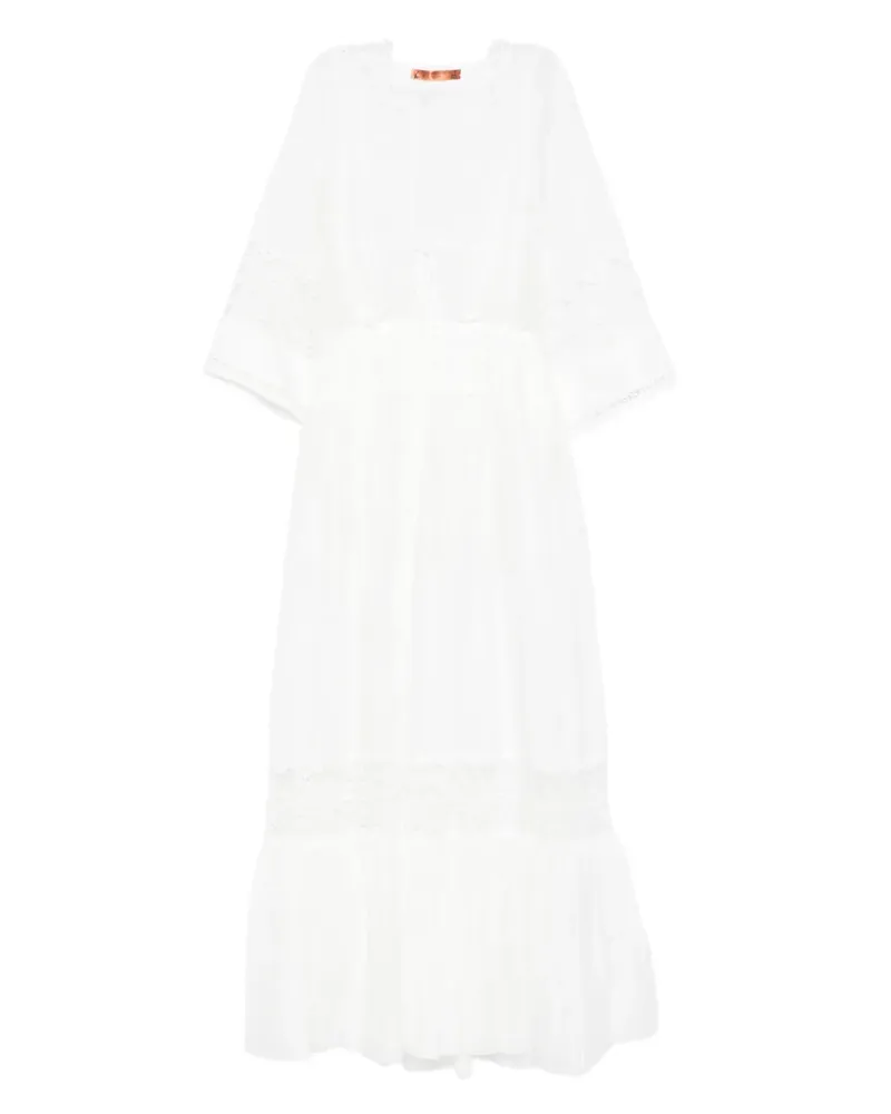 Ermanno Scervino Gestuftes Kleid mit Spitzensaum - Weiß Weiß