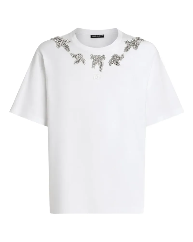 Dolce & Gabbana T-Shirt mit Kristallen - Weiß Weiß