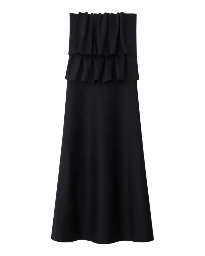House of Dagmar Trägerloses Midikleid mit Rüscjem - Schwarz Schwarz