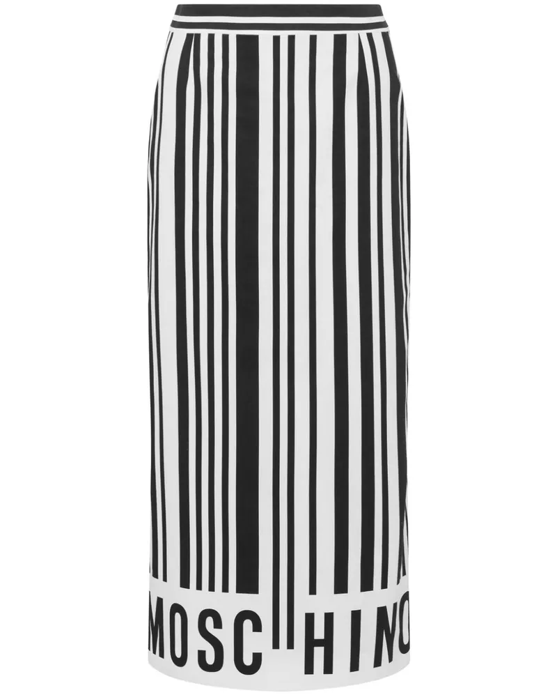Moschino Gestreifter Rock mit Logo-Print - Weiß Weiß