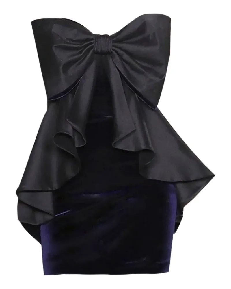 Badgley Mischka bow-detail peplum mini dress - Schwarz Schwarz