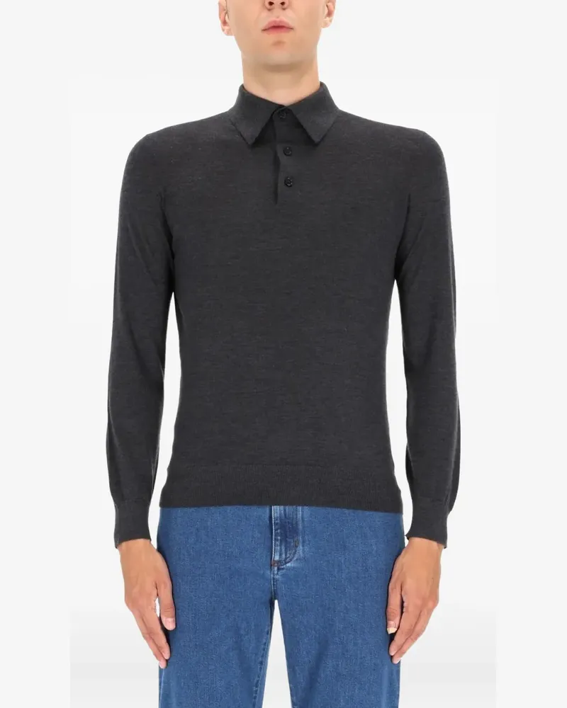 Ermenegildo Zegna Long Sleeve Polo Shirt - Grau Grau