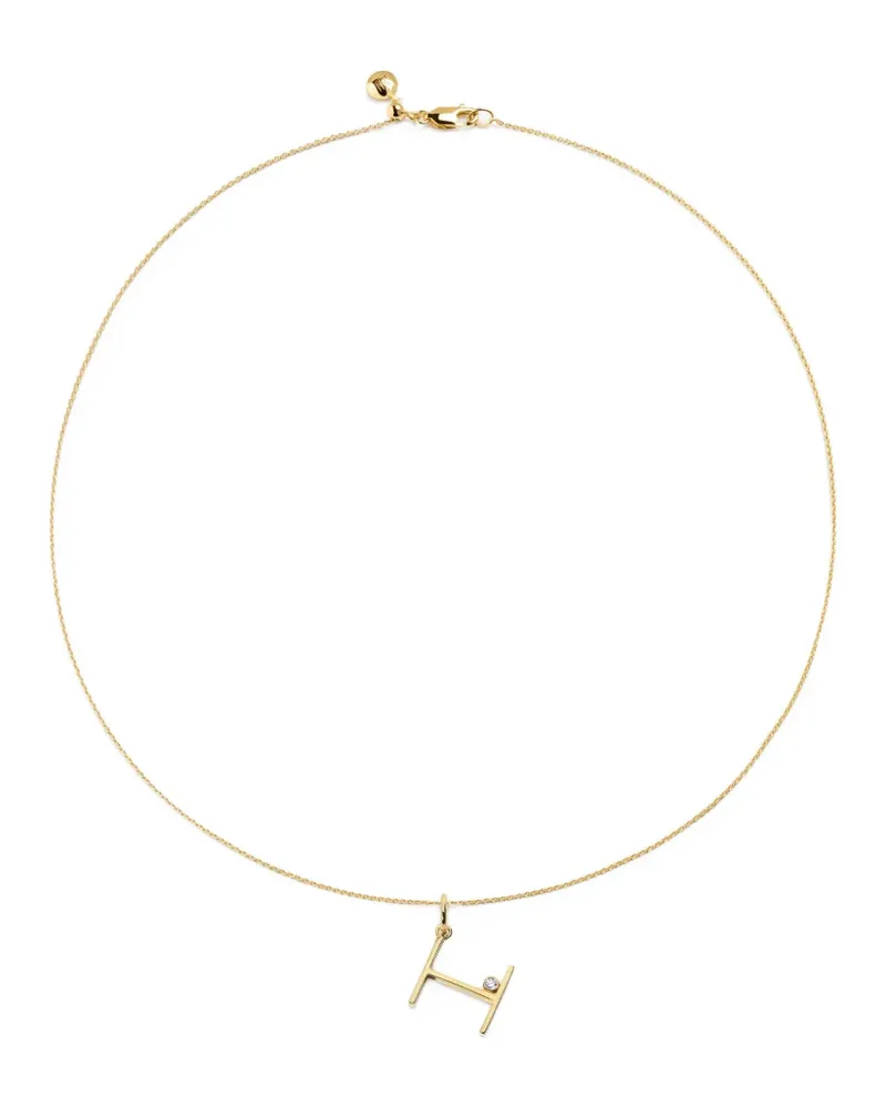 Monica Vinader solitaire diamond initial H pendant - Gold Gold