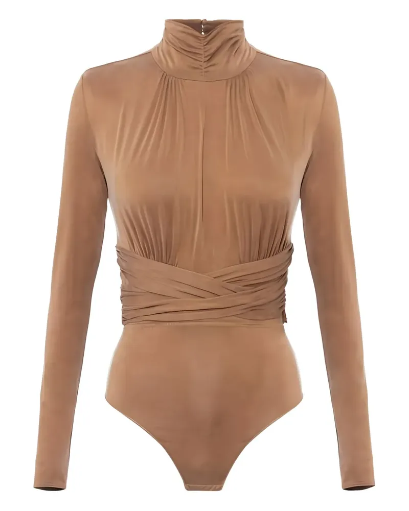 Elisabetta Franchi Drapierter Body mit Schleife - Braun Braun