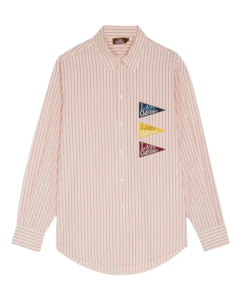 Late Checkout stripe-pattern shirt - Nude Nude