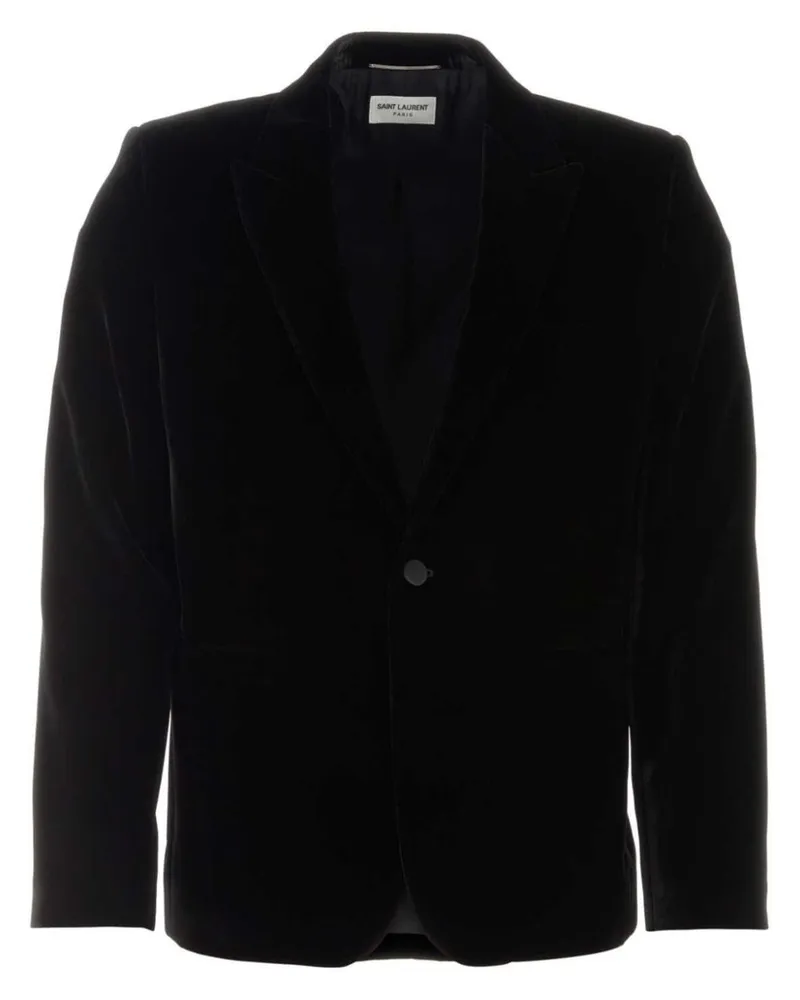 Saint Laurent Samt-Sakko mit Knopfverschluss - Schwarz Schwarz