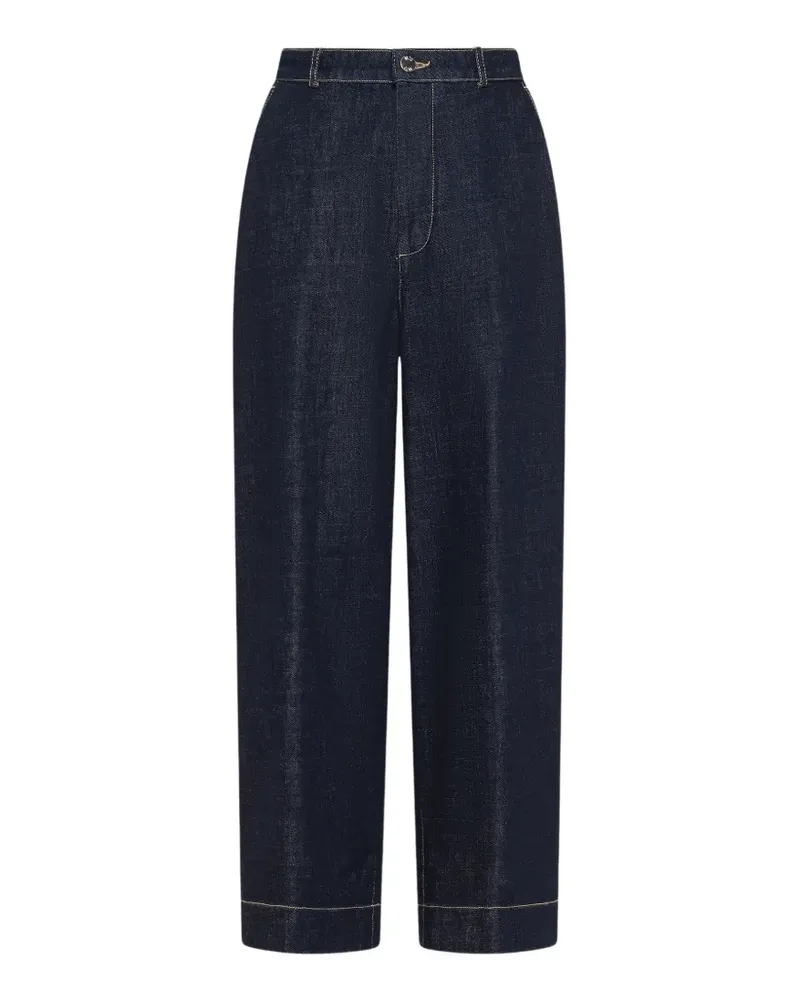 Seventy Weite Jeans mit Kontrastnähten - Blau Blau