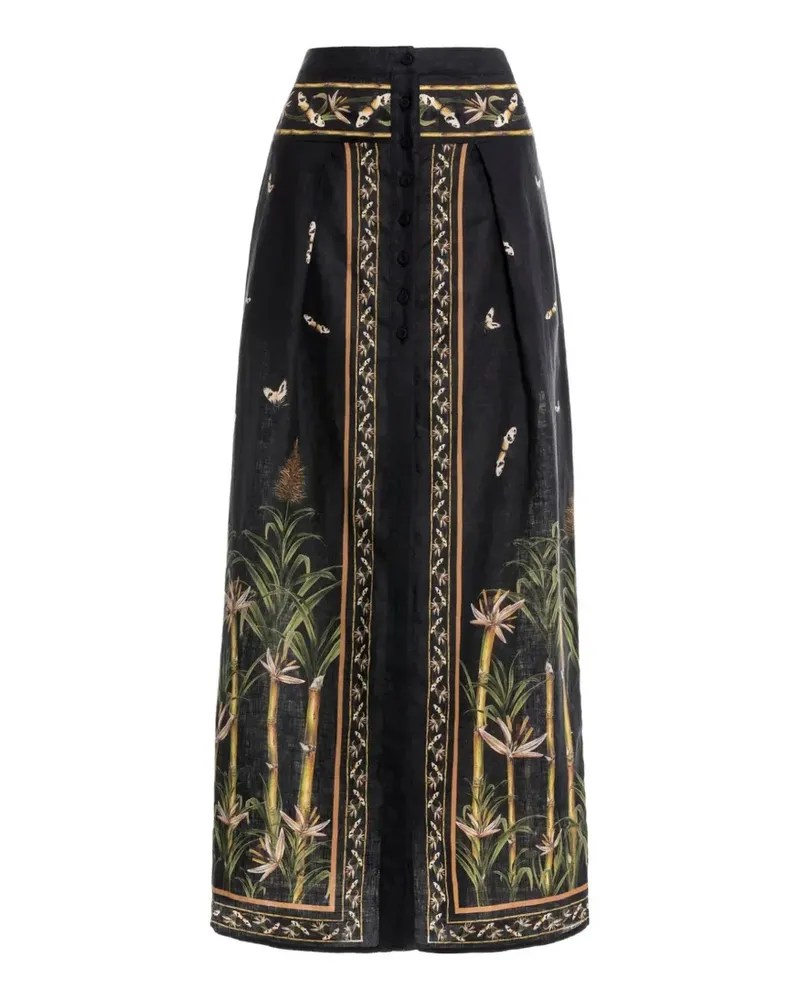 AGUA BENDITA Coralina Azucar Rock mit botanischem Print - Schwarz Schwarz