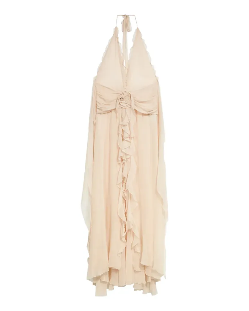 Blumarine ruffled flower long dress - Nude Nude
