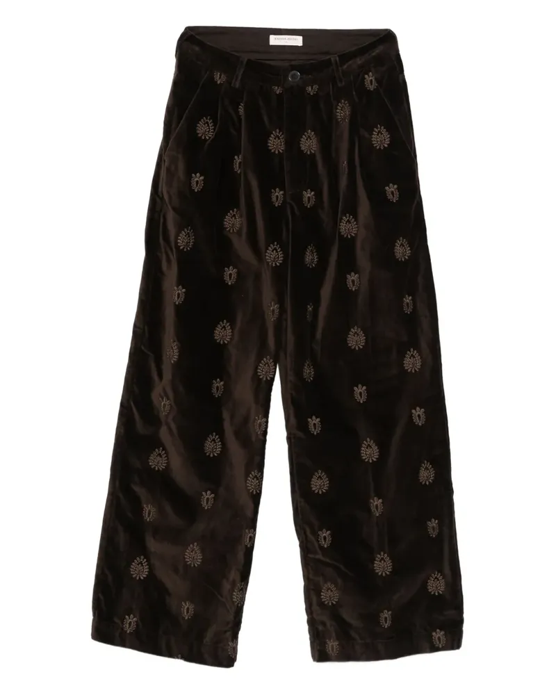 MAISON HOTEL velvet palazzo trousers - Braun Braun