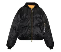 Gesteppte Bomberjacke mit Kapuze - Schwarz