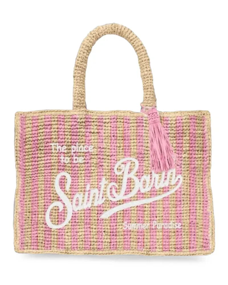 MC2 Saint Barth Gestreifter Colette Tote Bag aus Raffiabast - Nude Nude