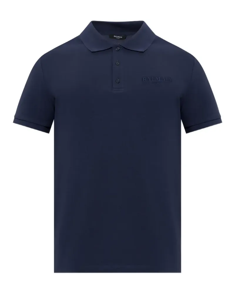 Balmain logo-embroidered polo shirt - Blau Blau