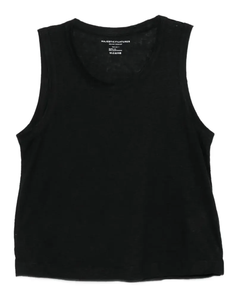 Majestic crew-neck tank top - Schwarz Schwarz