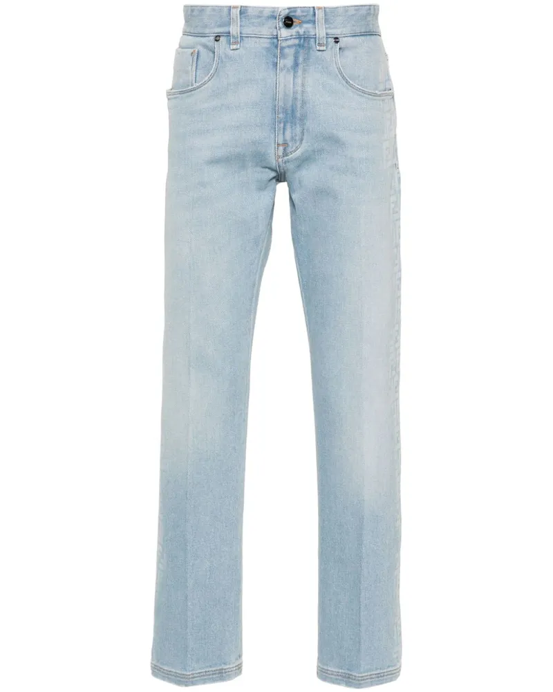 Fendi Halbhohe Tapered-Jeans - Blau Blau