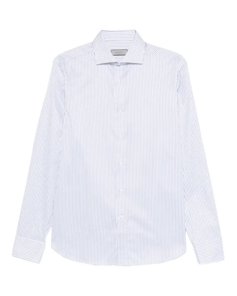 Canali Gestreiftes Hemd - Weiß Weiß
