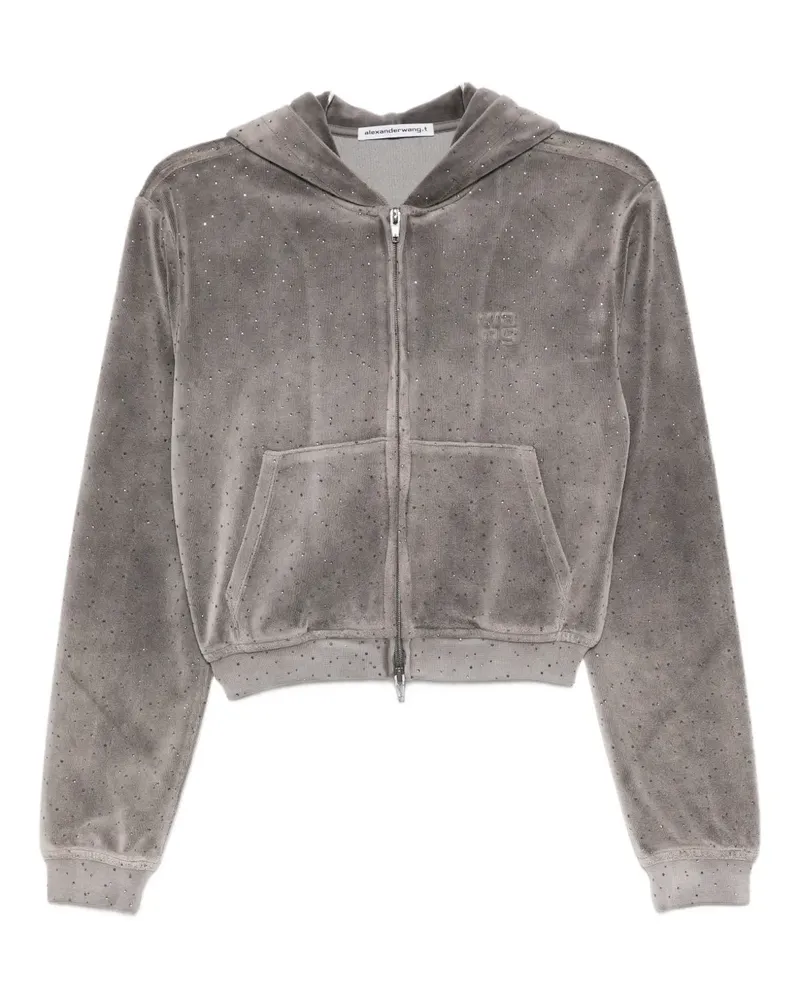 Alexander Wang crystal-embellished zipped hoodie - Grau Grau