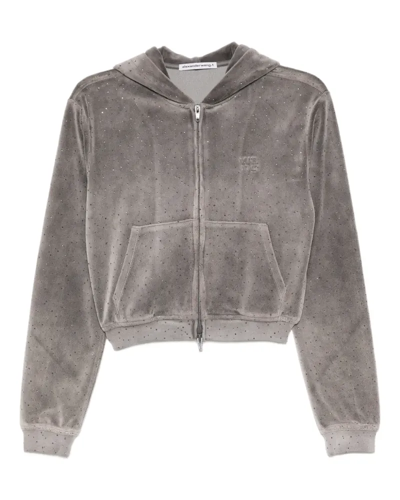 Alexander Wang crystal-embellished zipped hoodie - Grau Grau