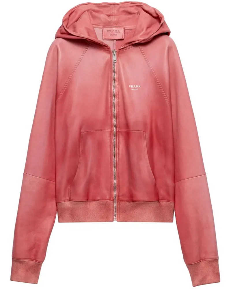 Prada Lederjacke mit Kapuze - Rosa Rosa