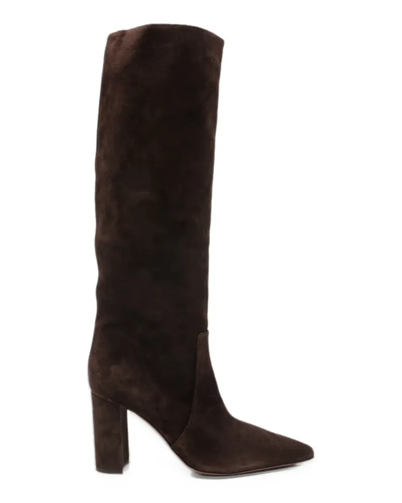 Paris Texas Spitze Stiefel mit Blockabsatz - Braun Braun