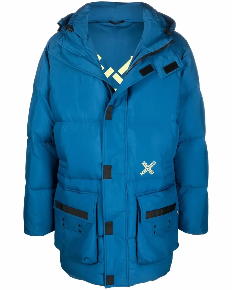 Kenzo Gefütterter Kapuzenmantel - Blau Blau