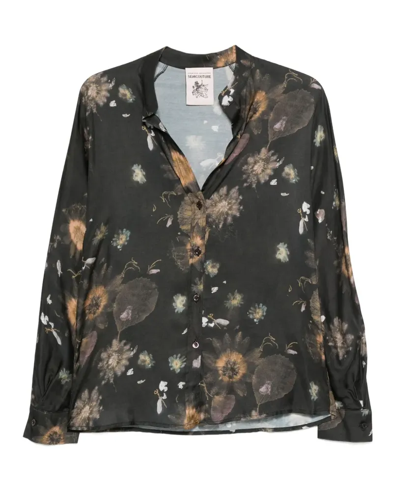 Semicouture floral-pattern top - Grau Grau