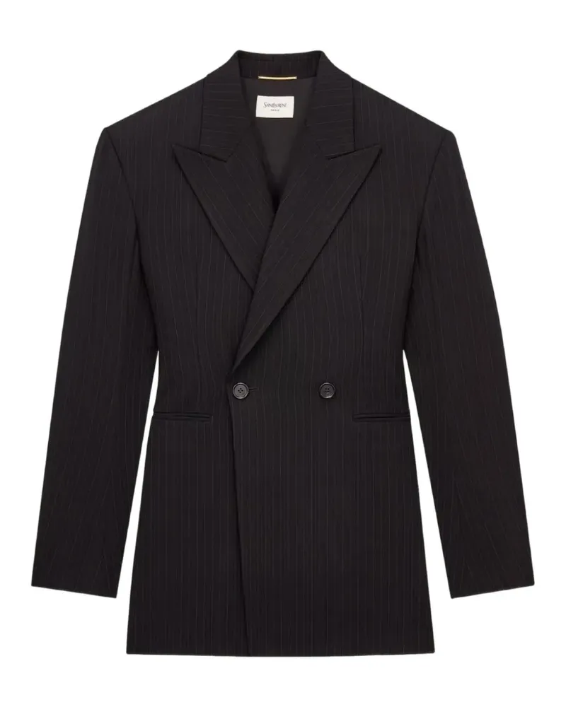 Saint Laurent Doppelreihiger Blazer mit Nadelstreifen - Schwarz Schwarz