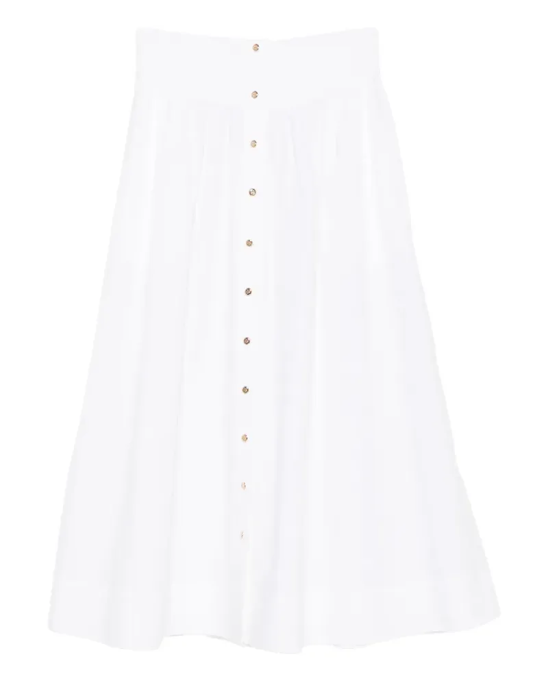 Tory Burch Romy smocked-waist skirt - Weiß Weiß