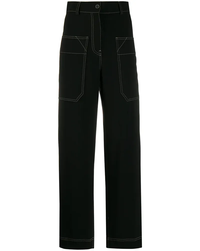 Alberto Biani Gerade Hose mit Kontrastnähten - Schwarz Schwarz