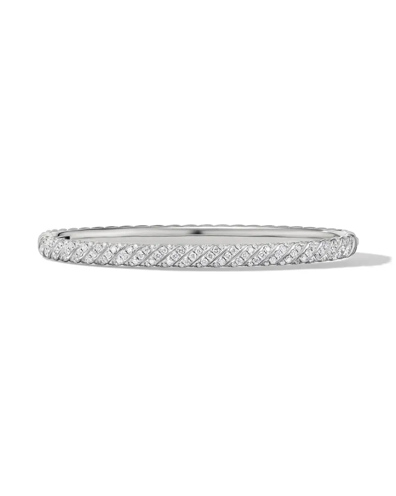 David Yurman 18kt Sculpted Cable Weißgoldarmreif mit Diamant 4,6mm - Silber Silber