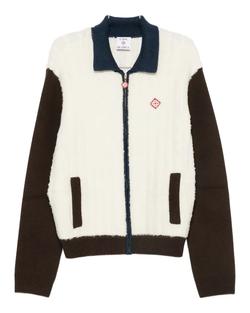 Casablanca Paris logo-patch zip-up jacket - Nude Nude