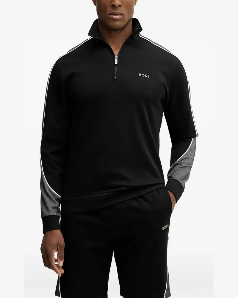 HUGO BOSS Gestreiftes Sweatshirt mit Reißverschluss - Schwarz Schwarz