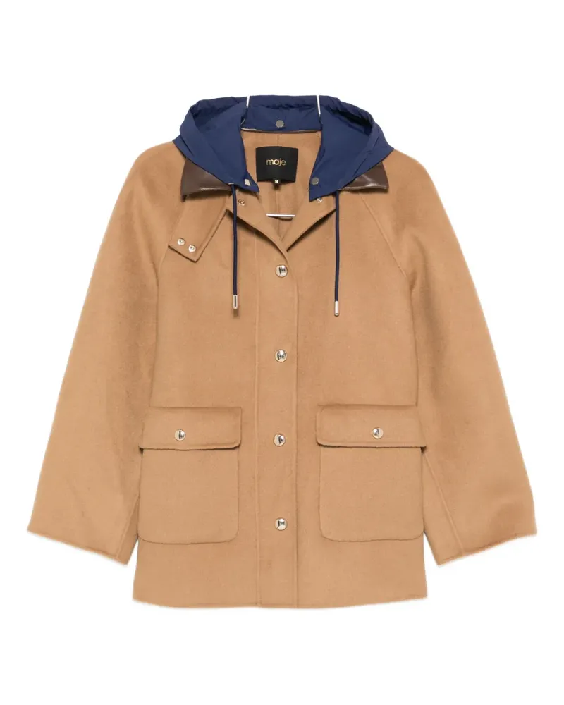 Maje Einreihiger Mantel mit abnehmbarer Kapuze - Braun Braun