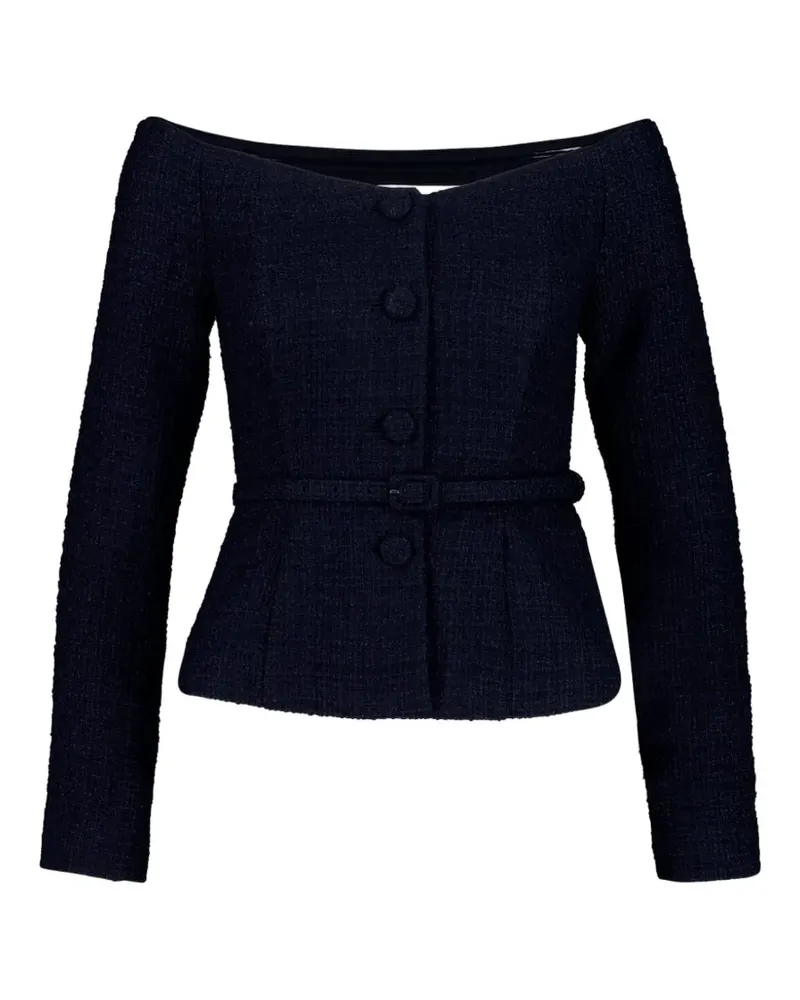 Roland Mouret off-shoulder bouclé top - Blau Blau