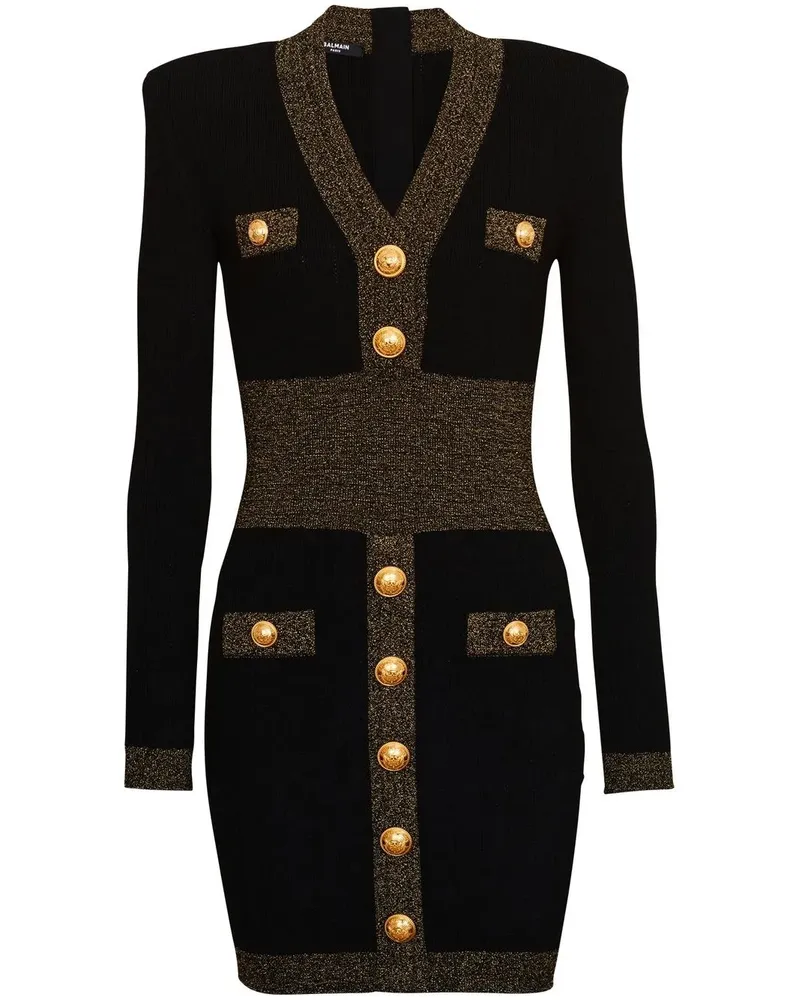 Balmain Kleid mit Knöpfen - Schwarz Schwarz
