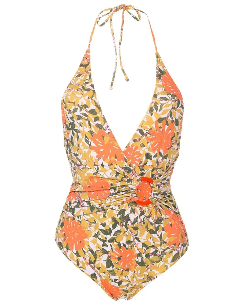 Clube Bossa Neckholder-Badeanzug mit Blumen-Print - Orange Orange