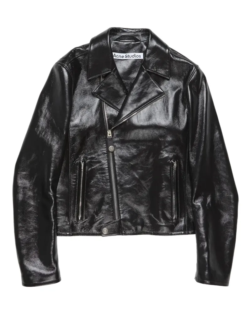 Acne Studios zip-up leather biker jacket - Schwarz Schwarz