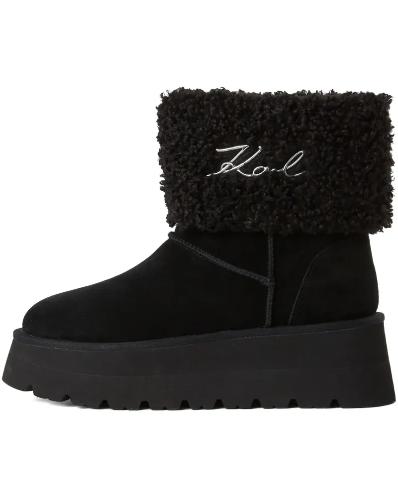 Karl Lagerfeld Plateau-Stiefeletten mit Shearling - Schwarz Schwarz