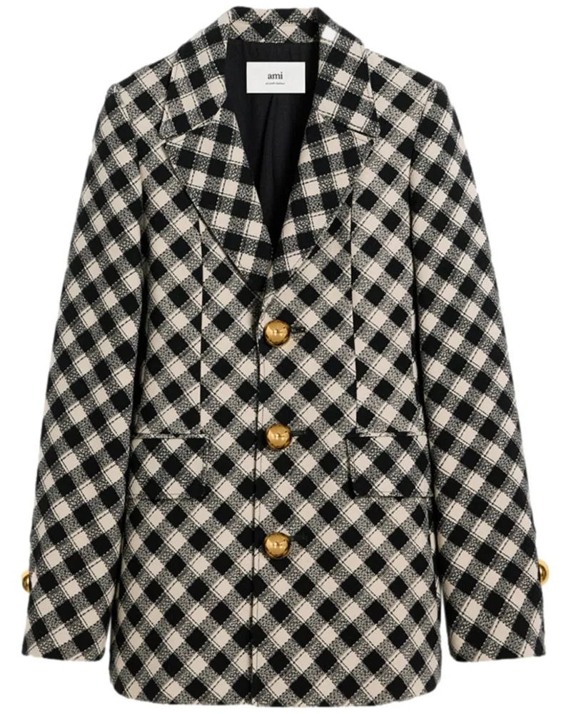 AMI Paris Jacke mit Karomuster - Schwarz Schwarz