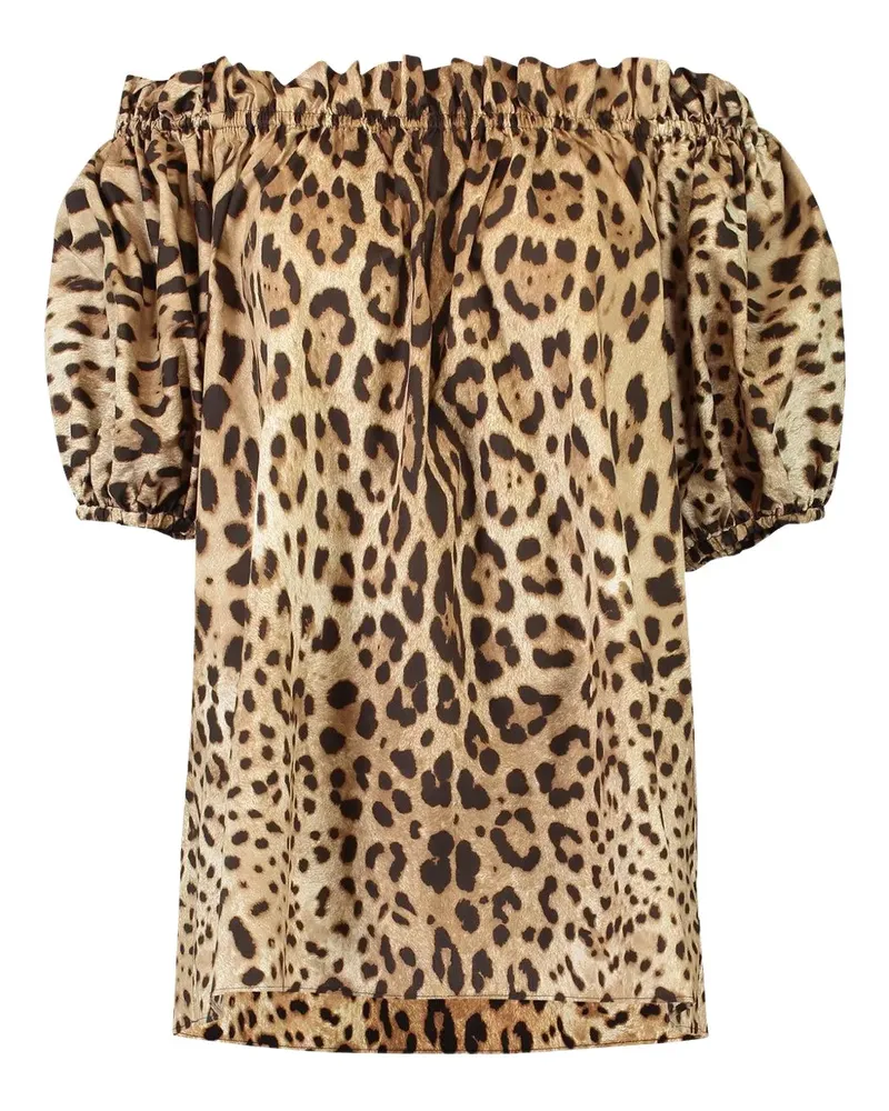 Dolce & Gabbana Schulterfreie Bluse mit Animal-Print - Nude Nude