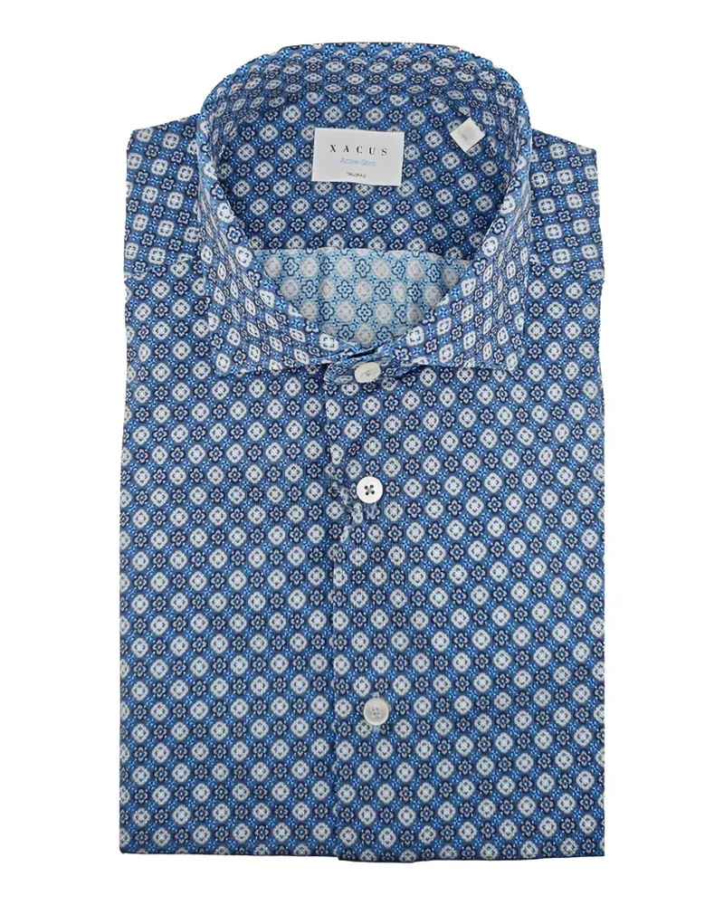 XACUS Hemd mit geometrischem Print - Blau Blau