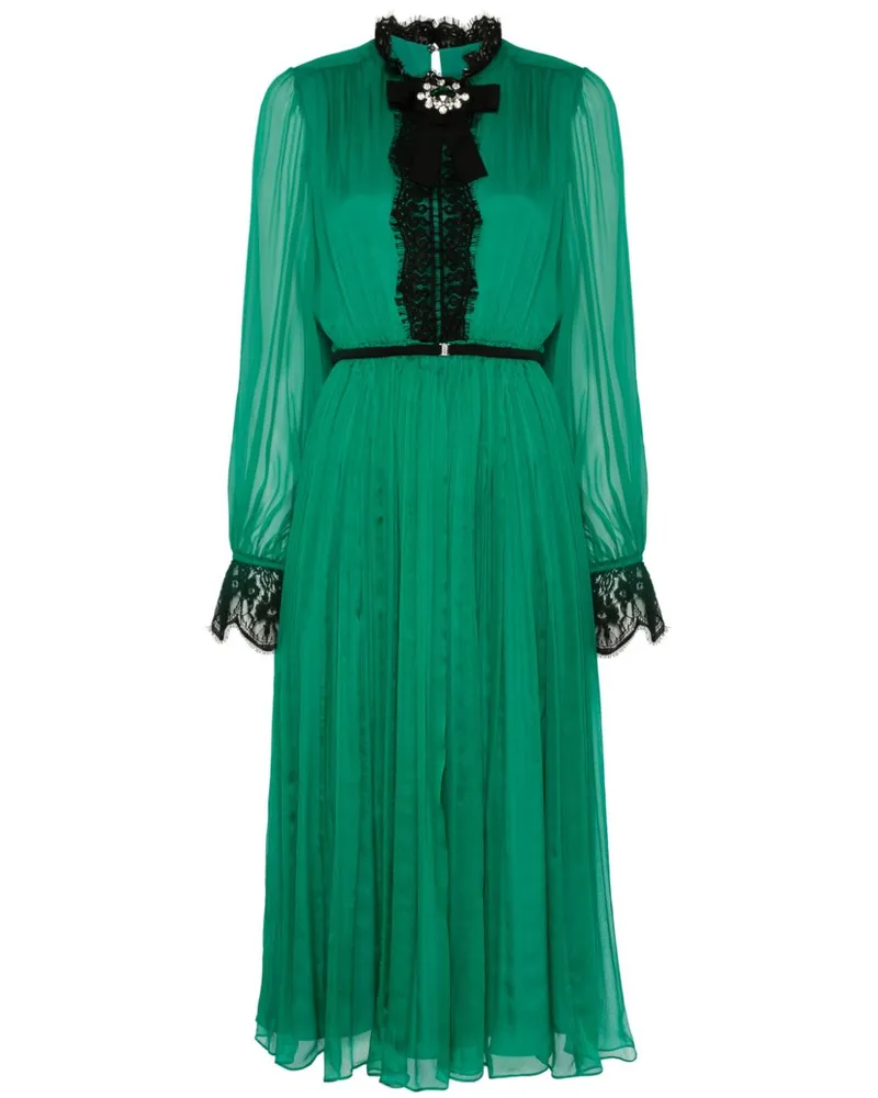 NISSA Seiden-Midikleid mit Kristallen - Grün Grün