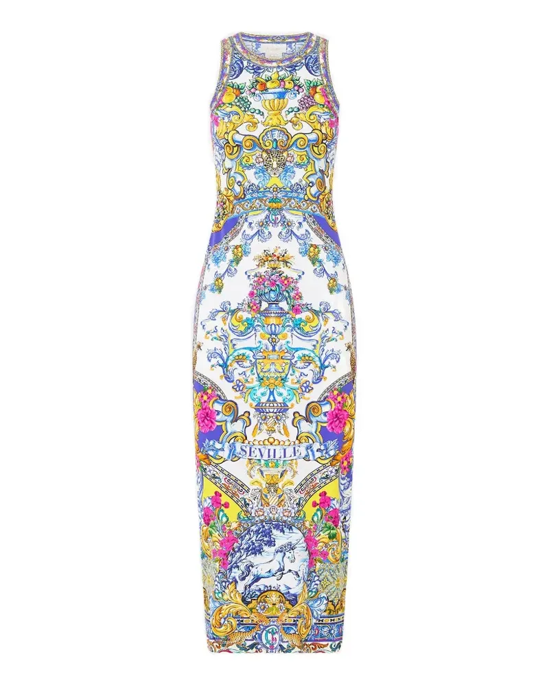 Camilla España Nirvana printed tank midi dress - Weiß Weiß