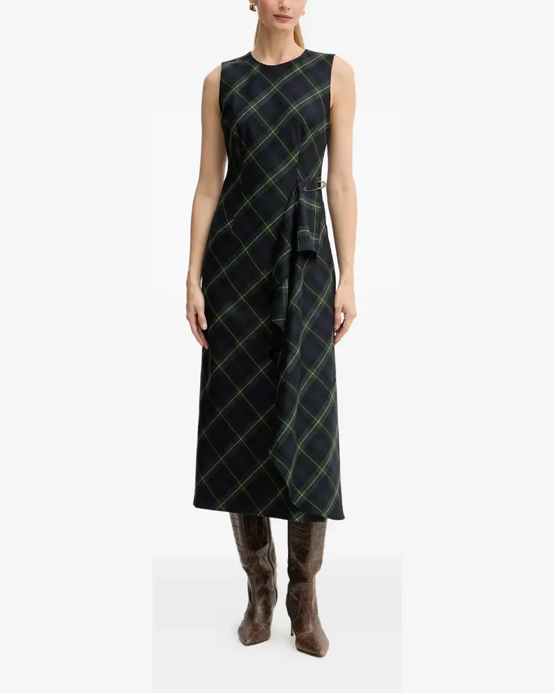 Luisa Spagnoli Geco Midikleid mit Schottenkaro - Blau Blau