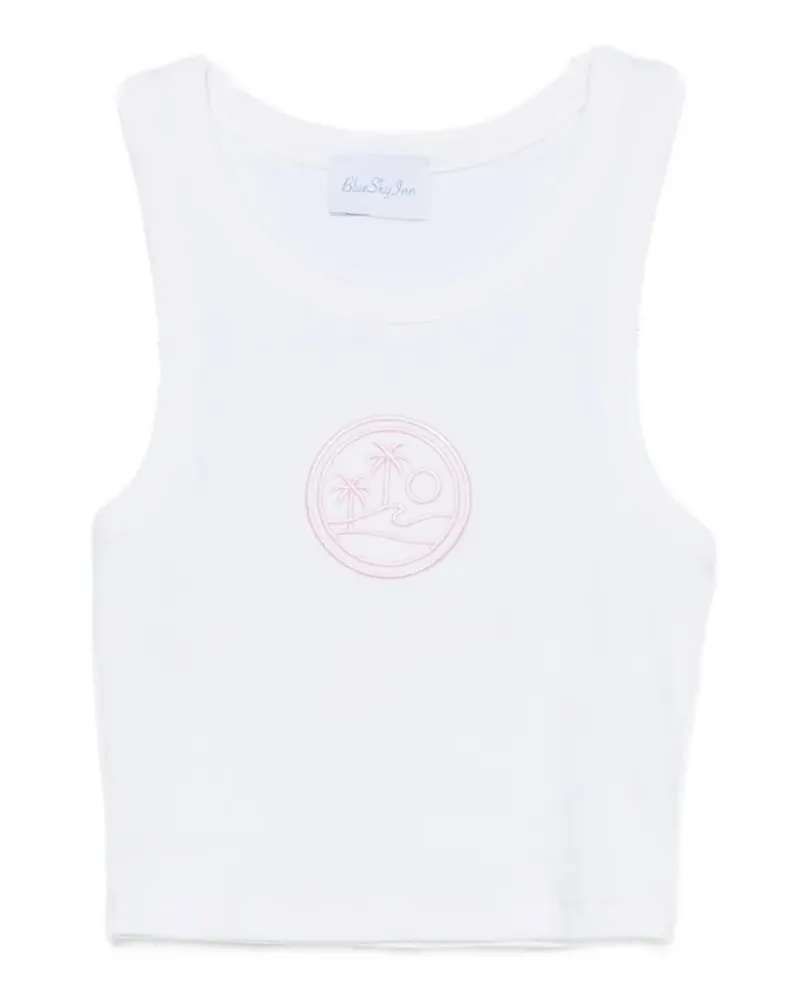 Blue Sky Inn Geripptes Trägershirt mit Logo - Weiß Weiß