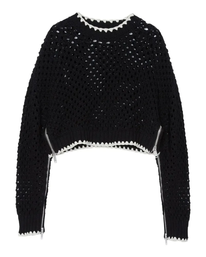 3.1 phillip lim Gehäkelter Pullover mit Reißverschluss - Schwarz Schwarz