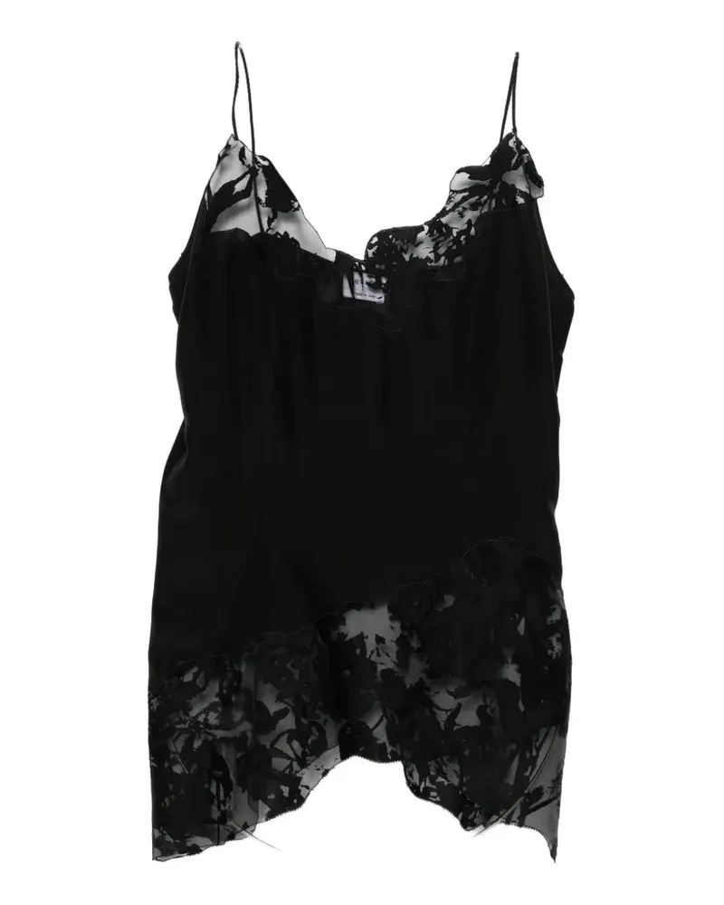 Alexander McQueen lace-trimmed silk blouse - Schwarz Schwarz