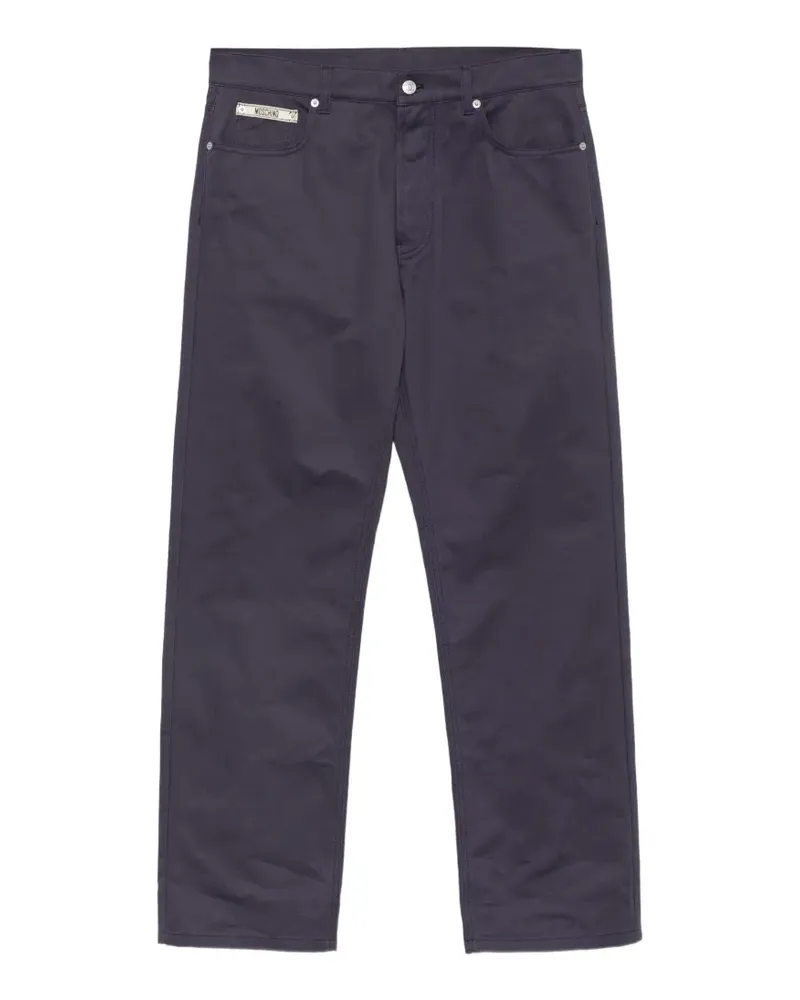 Moschino Gerade Hose mit Logo-Patch - Violett Violett