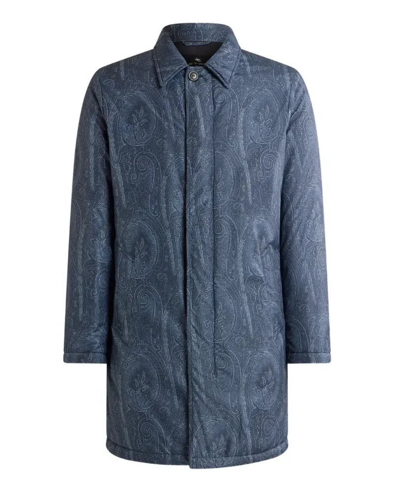 Etro padded raincoat with Arnica motif - Blau Blau